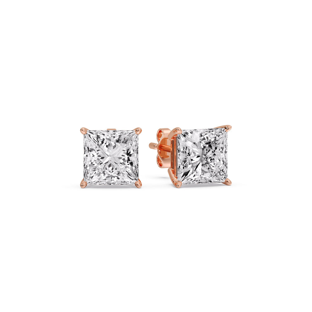 Princess-Cut Diamond Solitaire Stud Earrings [IGI Certified]