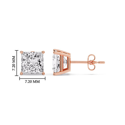 Princess-Cut Diamond Solitaire Stud Earrings [IGI Certified]