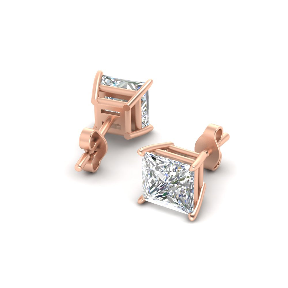 Princess-Cut Diamond Solitaire Stud Earrings [IGI Certified]