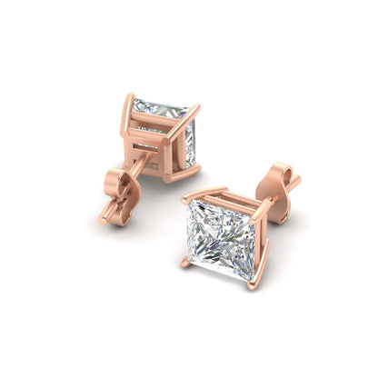 Princess-Cut Diamond Solitaire Stud Earrings [IGI Certified]