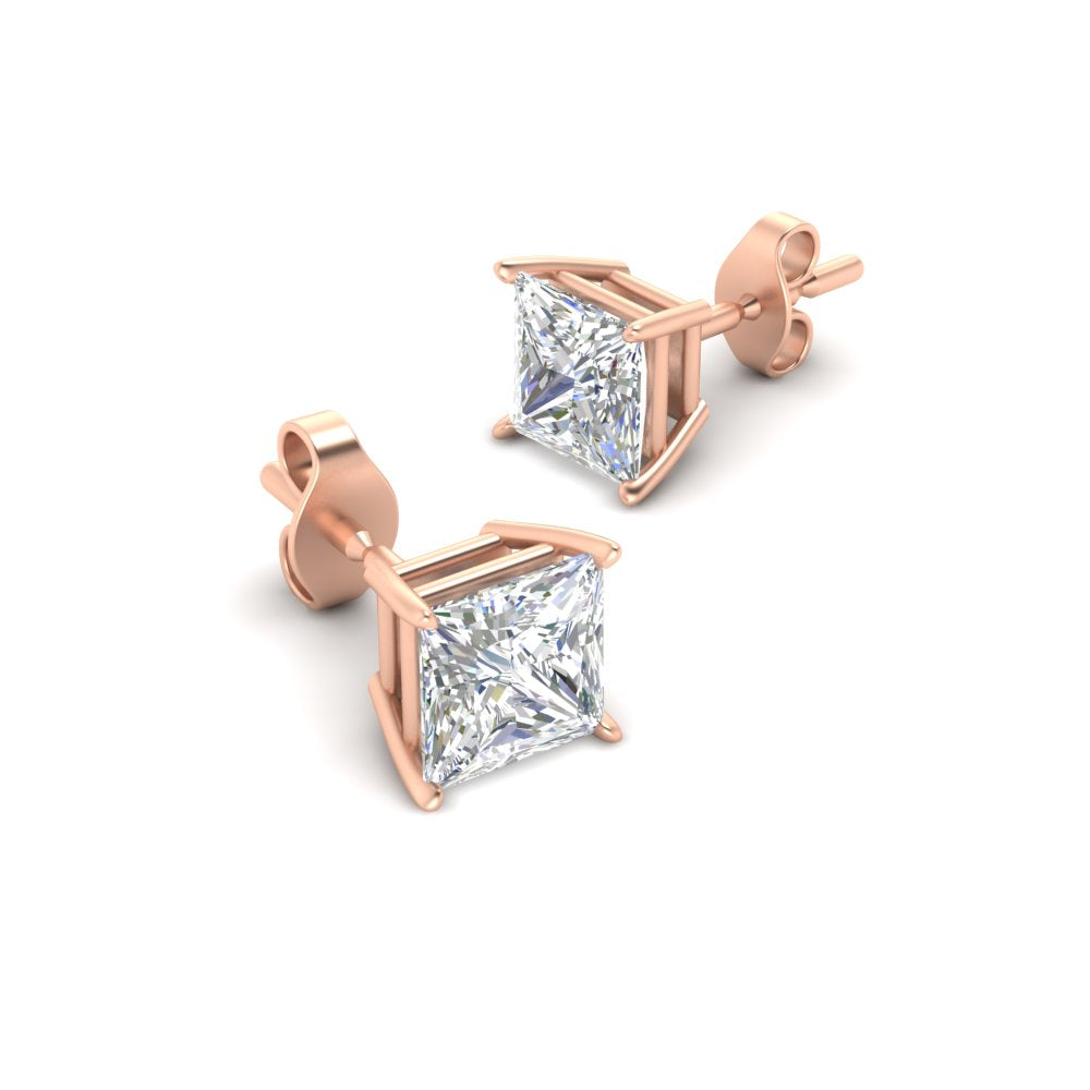Princess-Cut Diamond Solitaire Stud Earrings [IGI Certified]