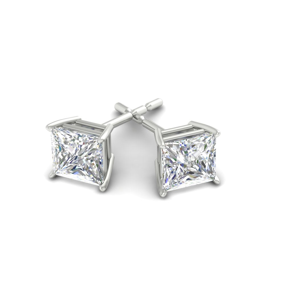 Princess-Cut Diamond Solitaire Stud Earrings [IGI Certified]