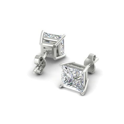 Princess-Cut Diamond Solitaire Stud Earrings [IGI Certified]