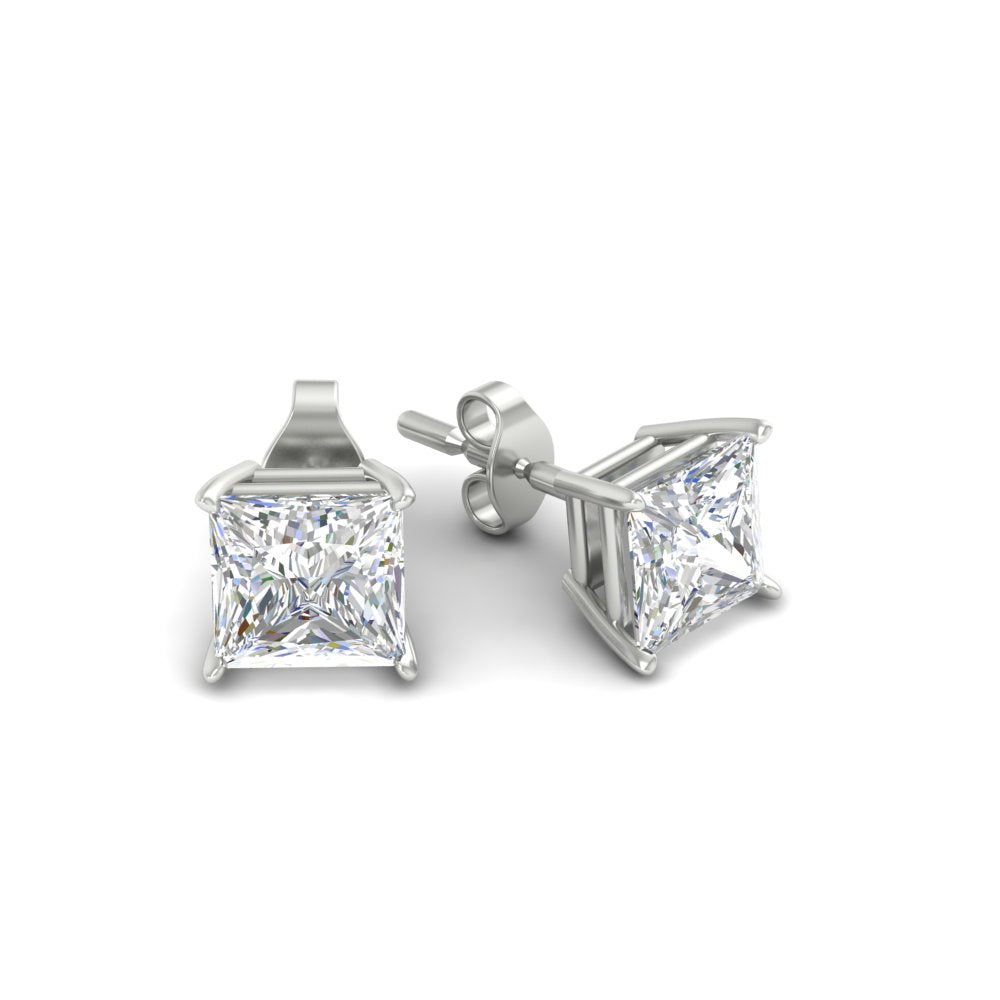 Princess-Cut Diamond Solitaire Stud Earrings [IGI Certified]