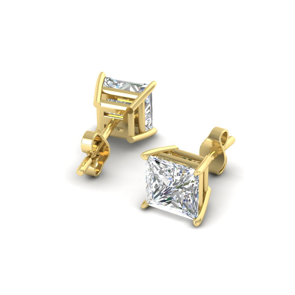 Princess-Cut Diamond Solitaire Stud Earrings [IGI Certified]