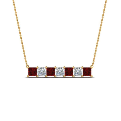 Princess Cut Horizontal Bar Pendant