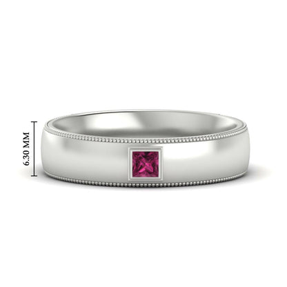 Princess Cut Mens Comfort Fit Promise Ring