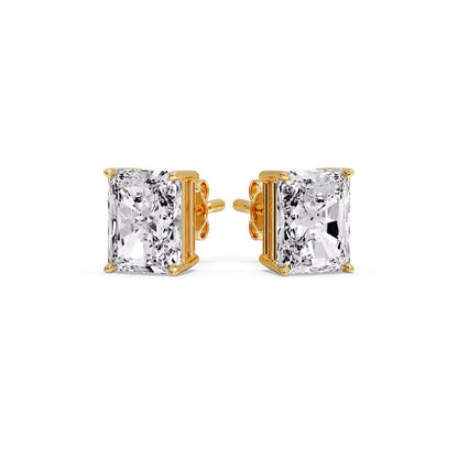 IGI Certified Basket Stud Earrings Set With Radiant Cut Diamonds