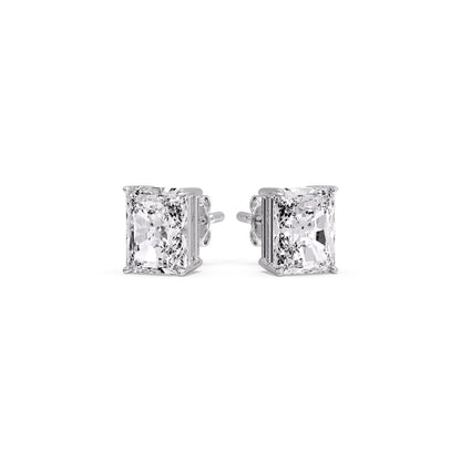 IGI Certified Basket Stud Earrings Set With Radiant Cut Diamonds