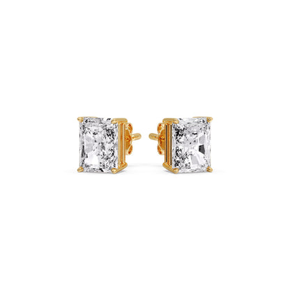 IGI Certified Basket Stud Earrings Set With Radiant Cut Diamonds