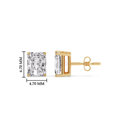 IGI Certified Basket Stud Earrings Set With Radiant Cut Diamonds