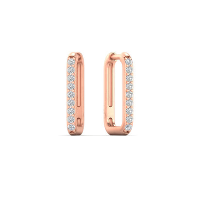 Rectangle Diamond Hoop Earring