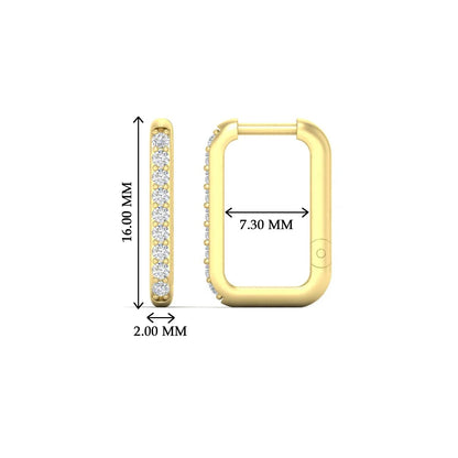 Rectangle Diamond Hoop Earring