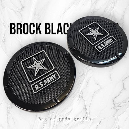 A set of Army speakers grill covers