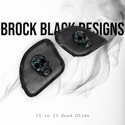 98 to 2024+ Road Glide 3D vampire speakers grill covers set