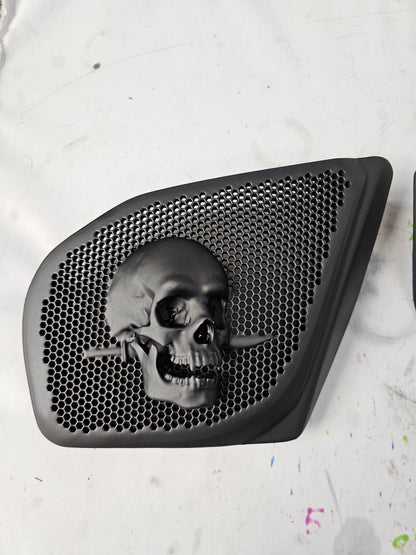 98 to 2024+ Road Glide 3D skull and dagger speakers grill covers set
