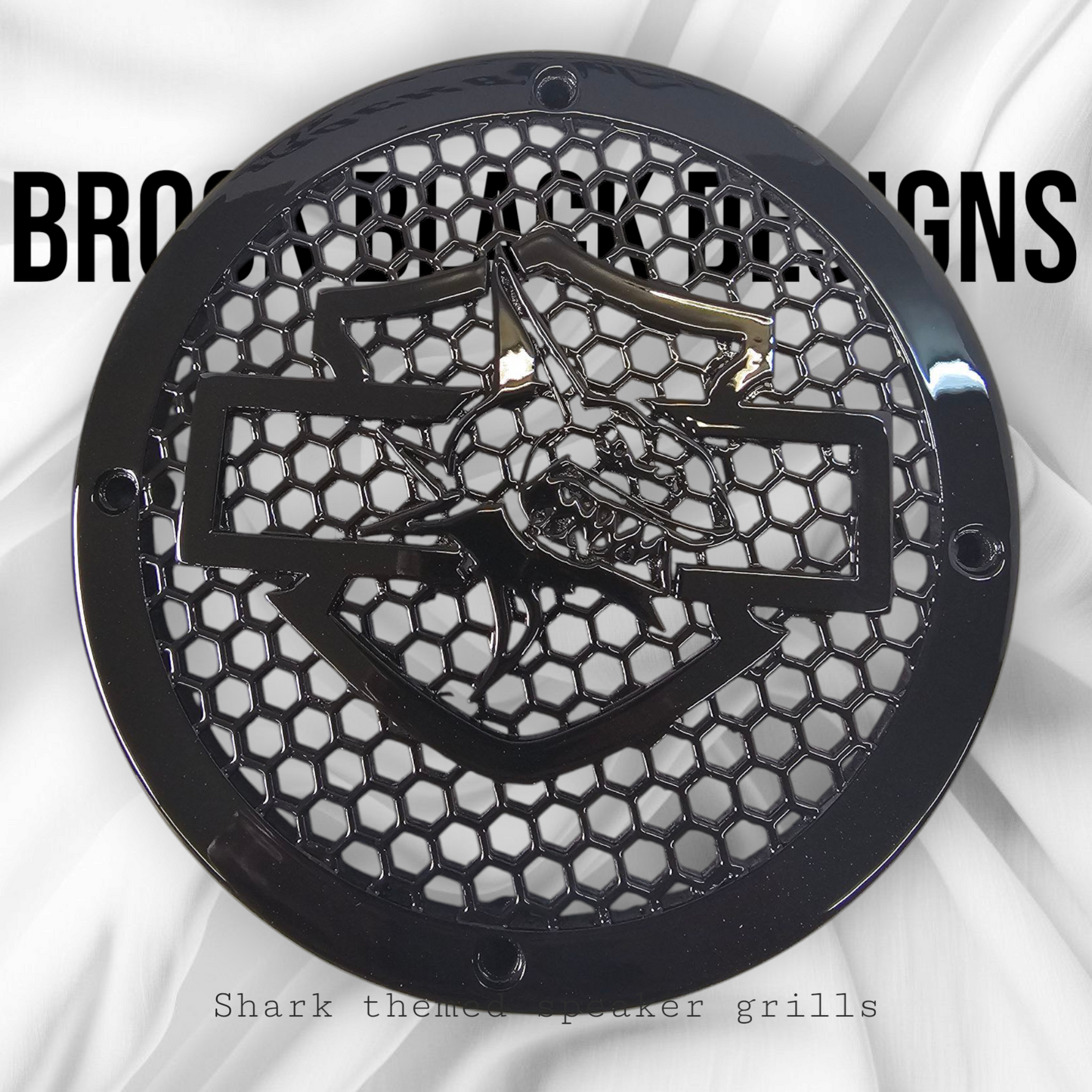 A set of Harley Shark 14-23 Harley Davidson Touring Pack Speaker Grill Cover Guard