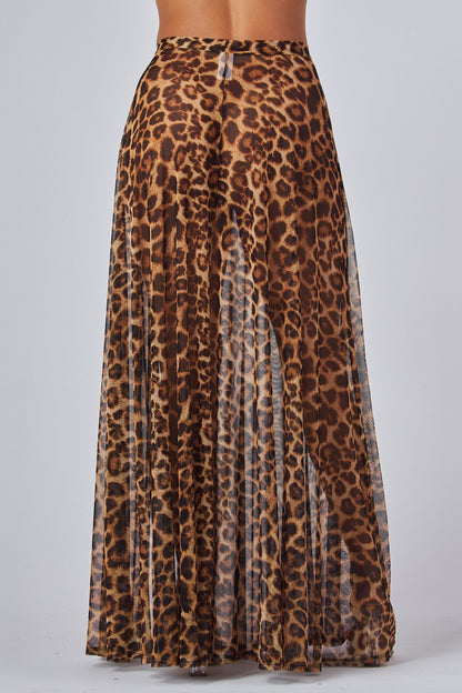 Daredevil Leopard Print Illusion See-Thru Skirt & Bodysuit Top Set/ Swimwear Set