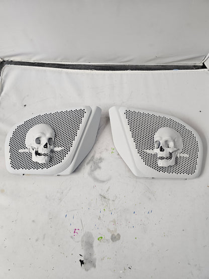 98 to 2024+ Road Glide 3D skull and dagger speakers grill covers set
