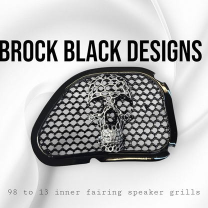 98-2024+ Road Glide 3D webbed Skull speakers grill covers set