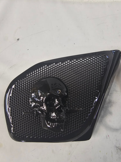 98 to 2024+ Road Glide 3D skull and dagger speakers grill covers set