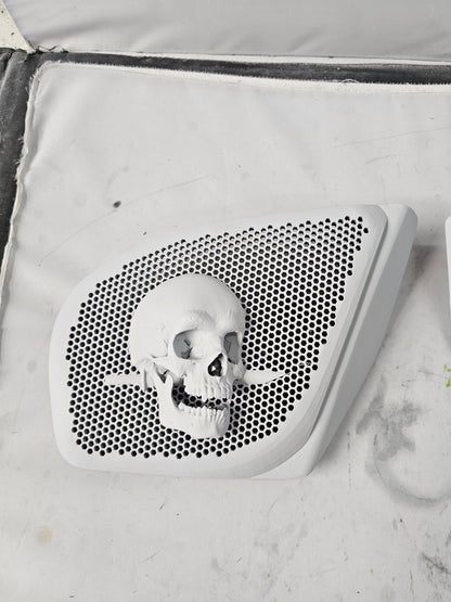 98 to 2024+ Road Glide 3D skull and dagger speakers grill covers set