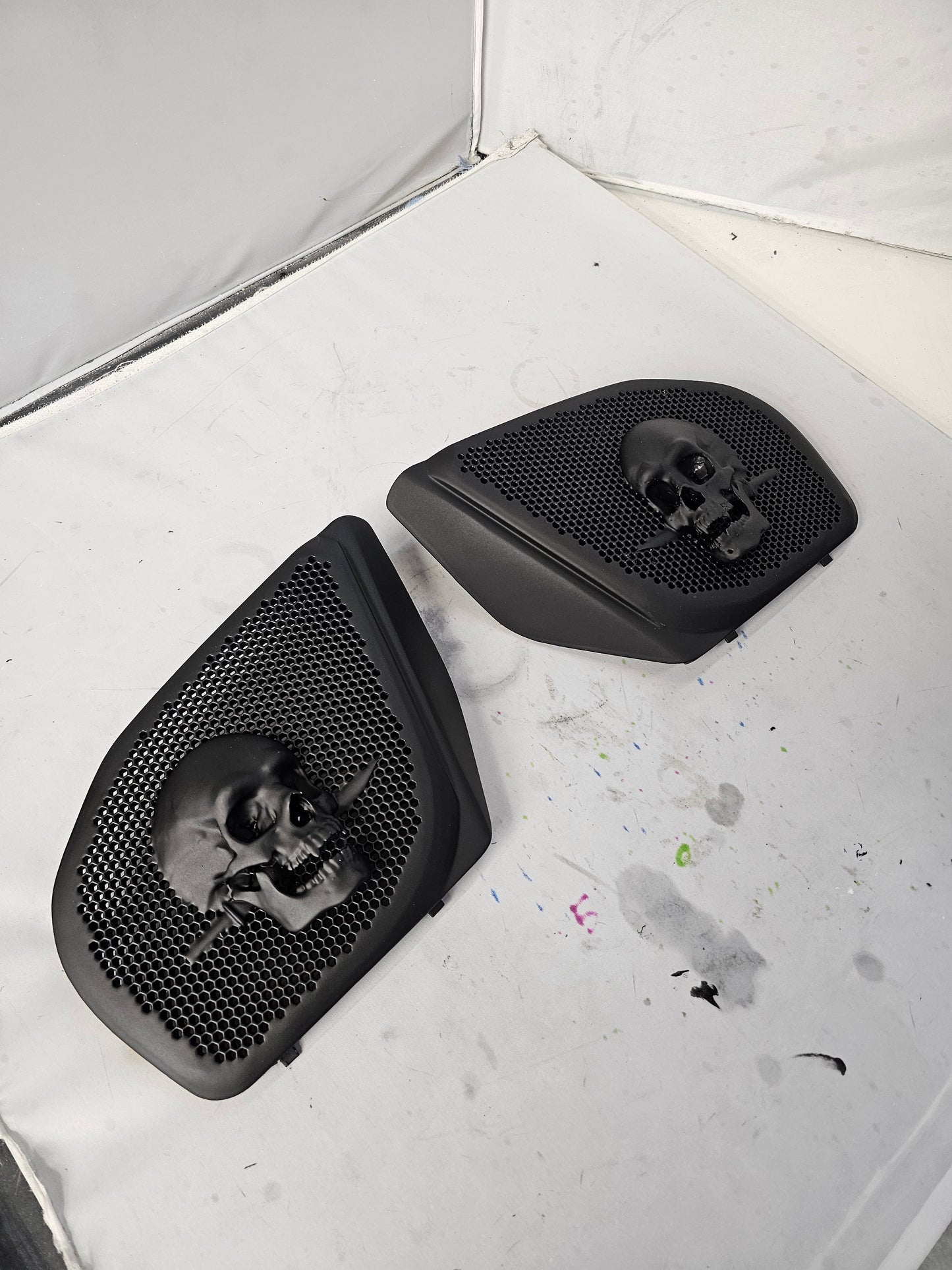 98 to 2024+ Road Glide 3D skull and dagger speakers grill covers set