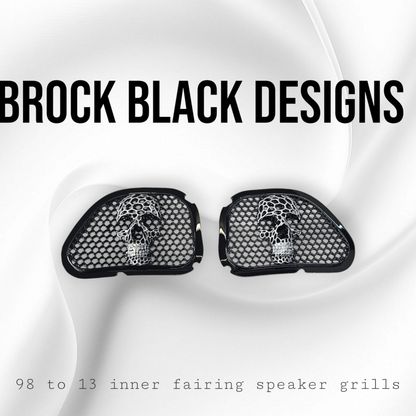 98-2024+ Road Glide 3D webbed Skull speakers grill covers set
