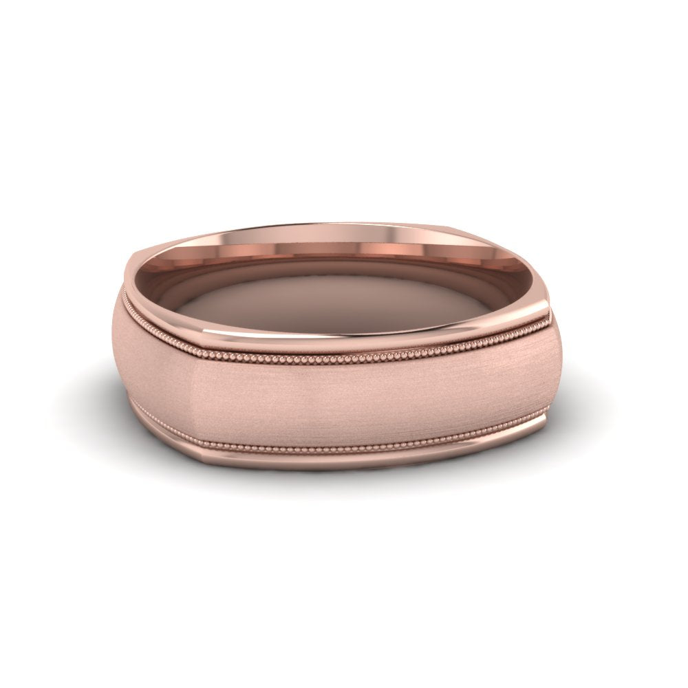 Rose Gold Milgrain Square Band Ring
