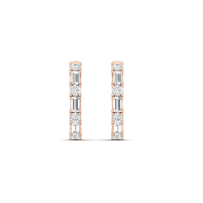 Round And Baguette Huggie Earrings
