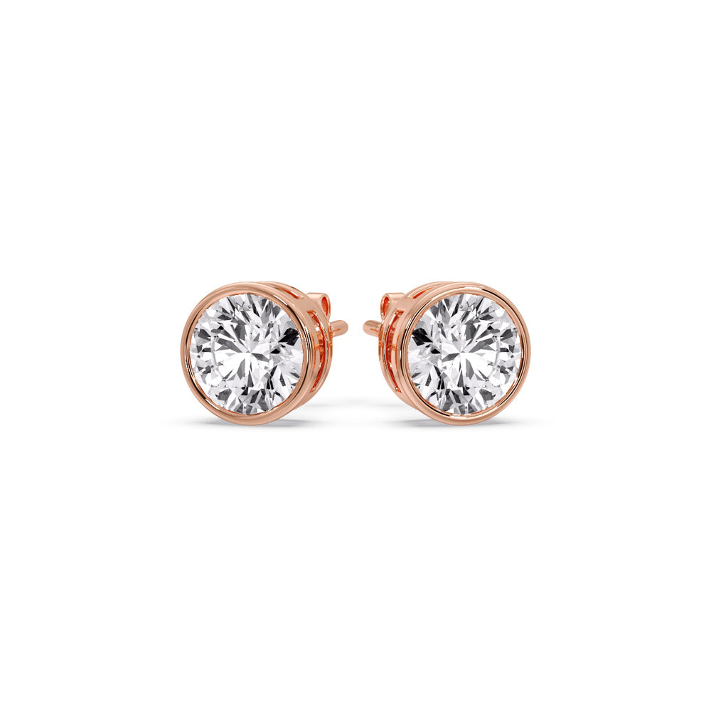 Bezel-Set Brilliant Round Diamond Solitaire Stud Earrings [IGI Certified]