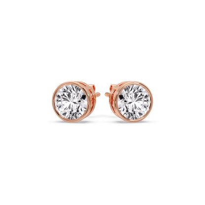 Bezel-Set Brilliant Round Diamond Solitaire Stud Earrings [IGI Certified]
