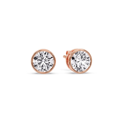 Bezel-Set Brilliant Round Diamond Solitaire Stud Earrings [IGI Certified]
