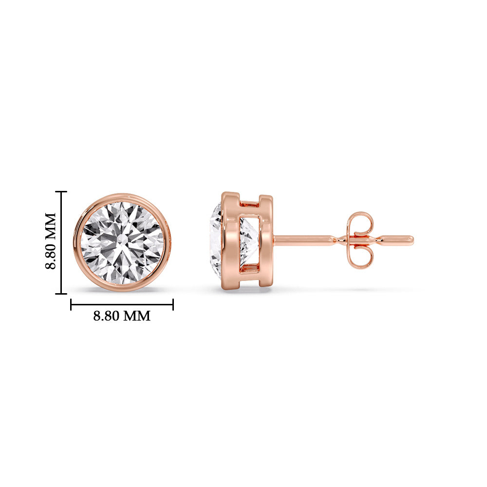 Bezel-Set Brilliant Round Diamond Solitaire Stud Earrings [IGI Certified]
