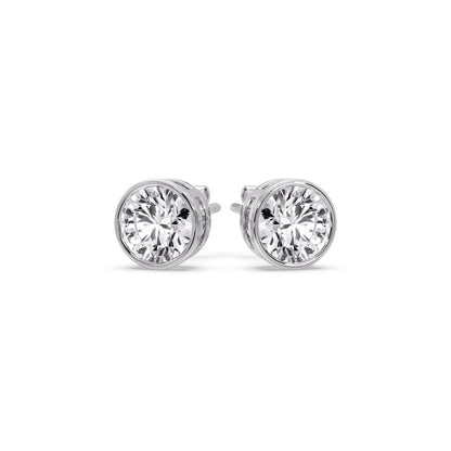 Bezel-Set Brilliant Round Diamond Solitaire Stud Earrings [IGI Certified]