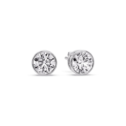 Bezel-Set Brilliant Round Diamond Solitaire Stud Earrings [IGI Certified]