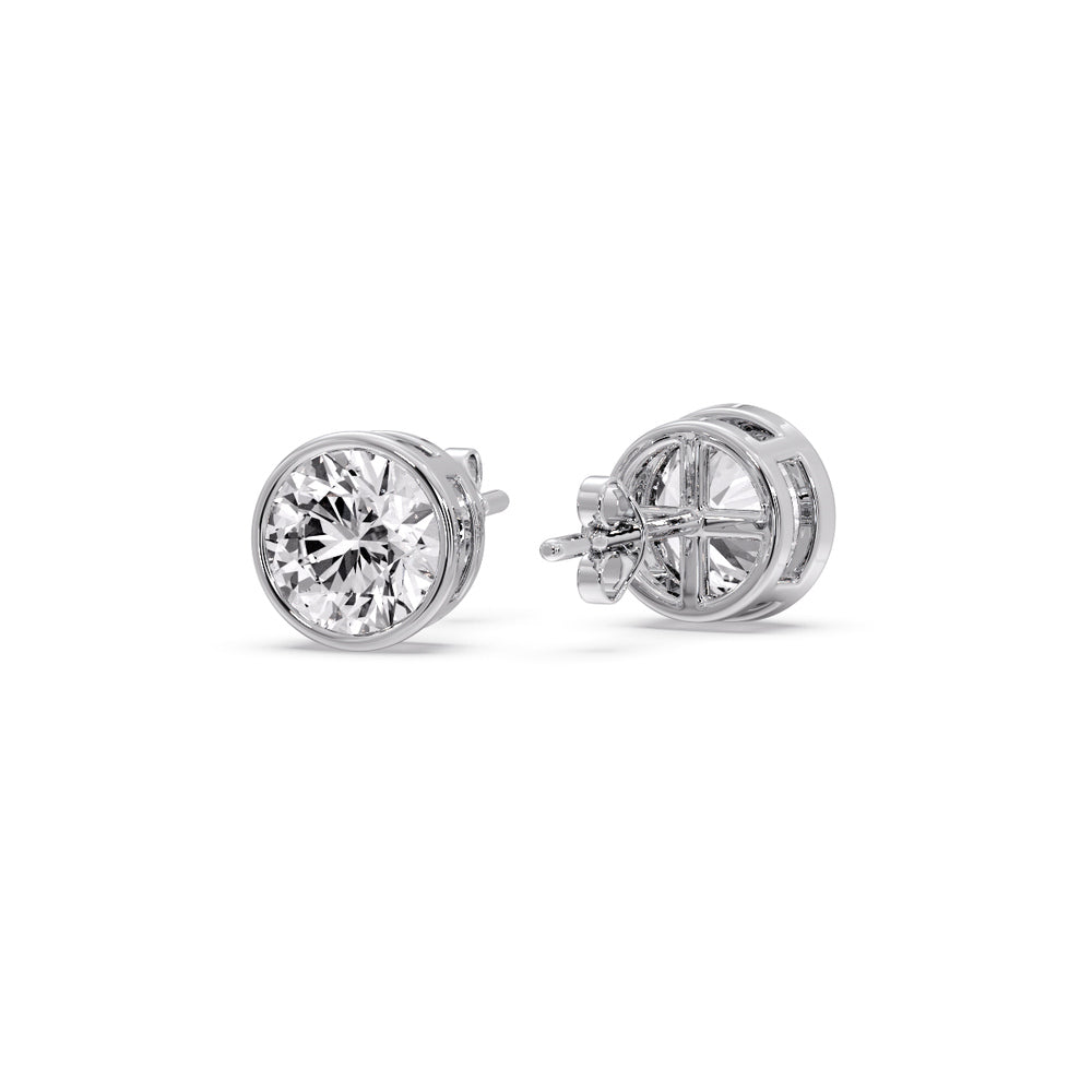 Bezel-Set Brilliant Round Diamond Solitaire Stud Earrings [IGI Certified]