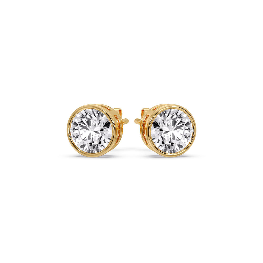 Bezel-Set Brilliant Round Diamond Solitaire Stud Earrings [IGI Certified]