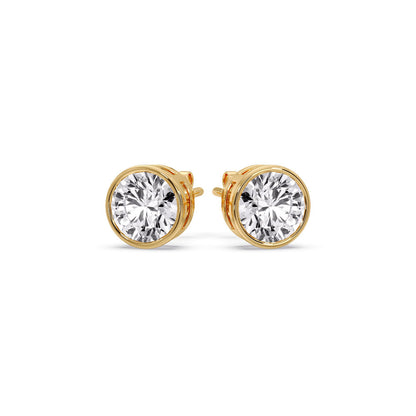 Bezel-Set Brilliant Round Diamond Solitaire Stud Earrings [IGI Certified]