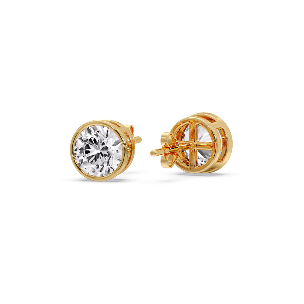 Bezel-Set Brilliant Round Diamond Solitaire Stud Earrings [IGI Certified]