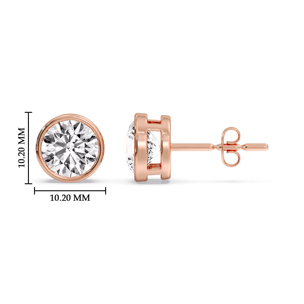 Bezel-Set Brilliant Round Diamond Solitaire Stud Earrings [IGI Certified]