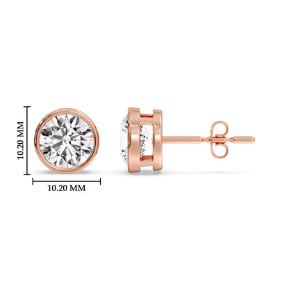 Bezel-Set Brilliant Round Diamond Solitaire Stud Earrings [IGI Certified]