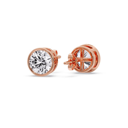 Bezel-Set Brilliant Round Diamond Solitaire Stud Earrings [IGI Certified]