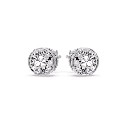 Bezel-Set Brilliant Round Diamond Solitaire Stud Earrings [IGI Certified]