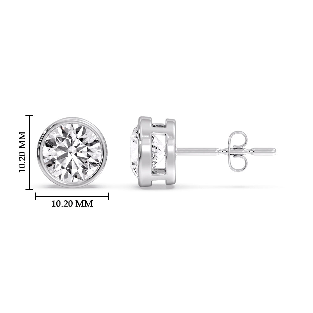 Bezel-Set Brilliant Round Diamond Solitaire Stud Earrings [IGI Certified]