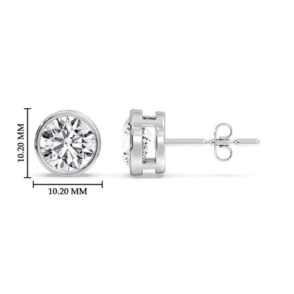 Bezel-Set Brilliant Round Diamond Solitaire Stud Earrings [IGI Certified]