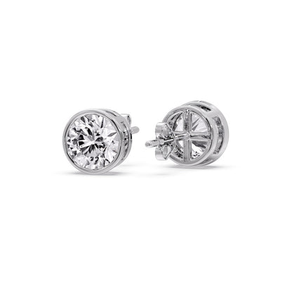 Bezel-Set Brilliant Round Diamond Solitaire Stud Earrings [IGI Certified]