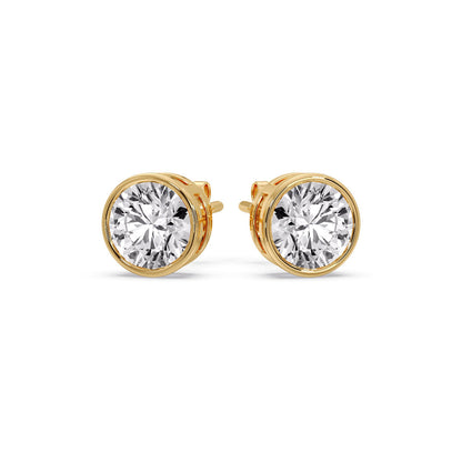 Bezel-Set Brilliant Round Diamond Solitaire Stud Earrings [IGI Certified]