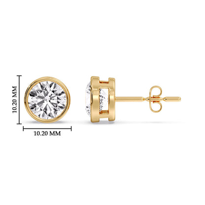 Bezel-Set Brilliant Round Diamond Solitaire Stud Earrings [IGI Certified]