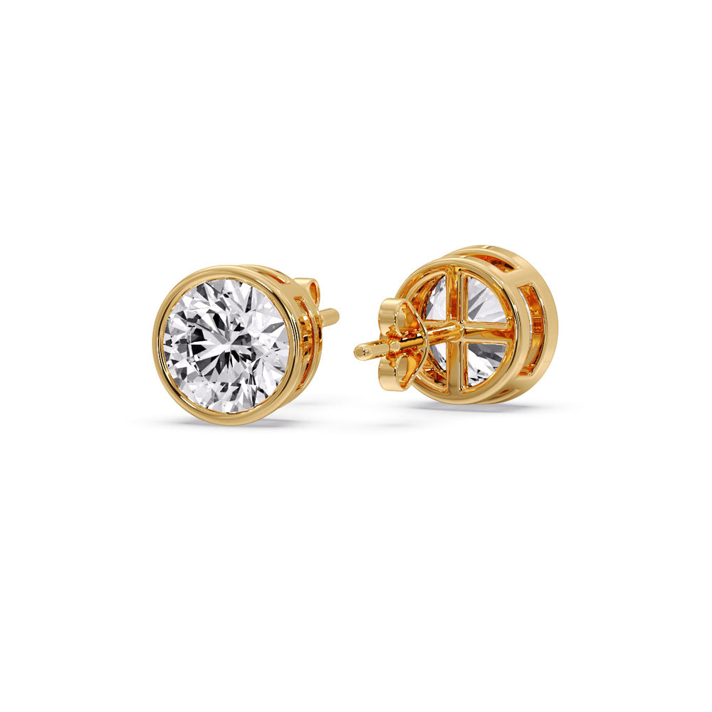 Bezel-Set Brilliant Round Diamond Solitaire Stud Earrings [IGI Certified]